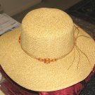 Ladies Wide Brimmed Tan Natural Straw Hat