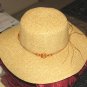 Ladies Wide Brimmed Tan Natural Straw Hat