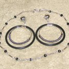 Vintage Costume Jewelry Silver/Bead Necklace & Earrings