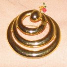 Vintage Costume Jewelry Goldtone Triple Circle Pin
