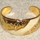 Vintage Costume Jewelry Goldtone & Faux Ivory Cuff Bracelet