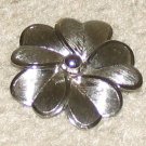 Vintage Costume Jewelry Silvertone Unique Flower Pin