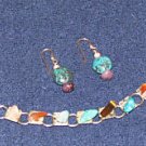 Vintage Costume Jewelry Faux Turquoise & Bead Bracelet with Matching Earrings