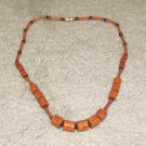 Vintage Costume Jewelry Wood Bead Necklace