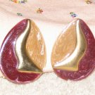 Vintage Unique Costume Jewelry Browns  & White Elongated Disk Dangling Earrings for Pierced Ears