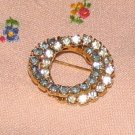 Vintage Costume Jewelry Rhinestone Double Circle Pin