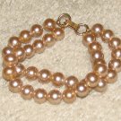 Vintage Costume Jewelry Goldtone Faux Pearl Double Strand Bracelet
