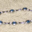Vintage Costume Jewelry Silvertone & Blue Bead Bracelet