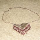 Vintage Costume Jewelry Silvertone Chain Choker with Unique Front Piece in Silvertone & Brasstone
