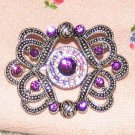 Vintage Costume Jewelry Silverttone & Faux Ruby Pin