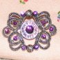 Vintage Costume Jewelry Silverttone & Faux Ruby Pin