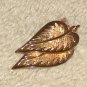 Vintage Costume Jewelry Goldtone 2 1/2" Double Leaf Pin