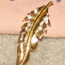 Vintage Costume Jewelry Goldtone 3 1/2"  Leaf Pin