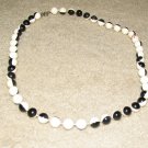 Vintage Costume Jewelry Black & White Bead Necklace