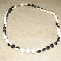 Vintage Costume Jewelry Black & White Bead Necklace