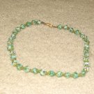 Vintage Costume Jewelry 18" Aqua Glass Bead Necklace