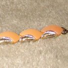 Vintage Costume Jewelry  7 1/2" Silvertone & Peach Bracelet