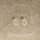 Vintage Costume Jewelry Faux Pearl Necklc/Matchg Earrings