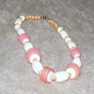 Vintage Costume Jewelry Pink & White Bead Necklace