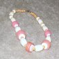 Vintage Costume Jewelry Pink & White Bead Necklace