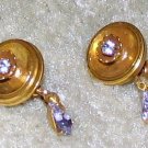 Costume Jewelry Gold tone & Rhinestone Clip On Earrings