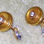 Costume Jewelry Gold tone & Rhinestone Clip On Earrings