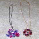 Vintage Costume Jewelry 2 Necklaces w Colored Stone Pendant