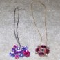 Vintage Costume Jewelry 2 Necklaces w Colored Stone Pendant