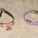 Vintage Costume Jewelry  2  7 1/2" Leather & Rhinestone Bracelets