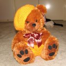 Plush Honey Brown Bear 16" Teddy Bear w Custom Crocheted Outfit
