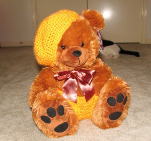 Plush Honey Brown Bear 16" Teddy Bear w Custom Crocheted Outfit