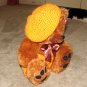 Plush Honey Brown Bear 16" Teddy Bear w Custom Crocheted Outfit