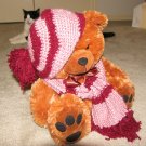 Plush Honey Brown Bear 17" Teddy Bear w Custom Crocheted Outfit