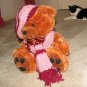 Plush Honey Brown Bear 17" Teddy Bear w Custom Crocheted Outfit