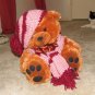 Plush Honey Brown Bear 17" Teddy Bear w Custom Crocheted Outfit
