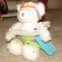 Plush White 16" Teddy Bear w Custom Crocheted Outfit