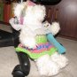 Plush White 16" Teddy Bear w Custom Crocheted Outfit