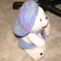Plush White 15" American Teddy Bear w Custom Crocheted Outfit