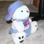 Plush White 15" American Teddy Bear w Custom Crocheted Outfit
