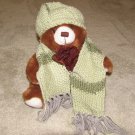 Plush Brown 15" American Teddy Bear w Custom Crocheted Outfit