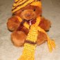 Plush Brown Honey 14" American Teddy Bear w Custom Crocheted Outfit