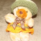 Plush Brown Honey 12" American Teddy Bear w Custom Crocheted Outfit
