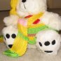 Plush White Chubby 17" Teddy Bear w Custom Crocheted Outfit