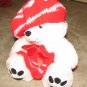 Plush White Chubby 17" Teddy Bear w Red Custom Crocheted Outfit