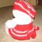 Plush White Chubby 17" Teddy Bear w Red Custom Crocheted Outfit