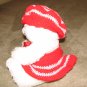 Plush White Chubby 17" Teddy Bear w Red Custom Crocheted Outfit