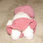 Plush Small White 12" Teddy Bear w Custom Crocheted Outfit