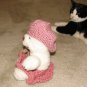 Plush Small White 12" Teddy Bear w Custom Crocheted Outfit