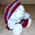 Plush Baby Blue 20" Teddy Bear w Custom Crocheted Outfit