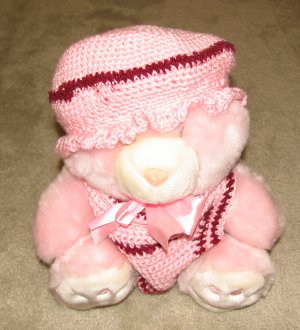 Plush Pink 20" Teddy Bear w Custom Crocheted Outfit